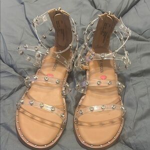 Steve Madden Clear and Tan Gladiator Sandals